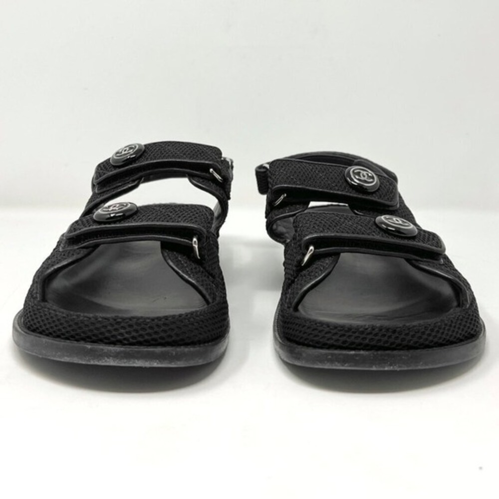 Chanel‎ Quilted Fabric Logo Velcro Flat Sandals Size 40 - Picture 3 of 11